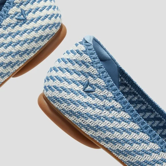 Denim Stripe Aria 5 degrees Pointed Toe Ballet Flats - Picture 16 of 16